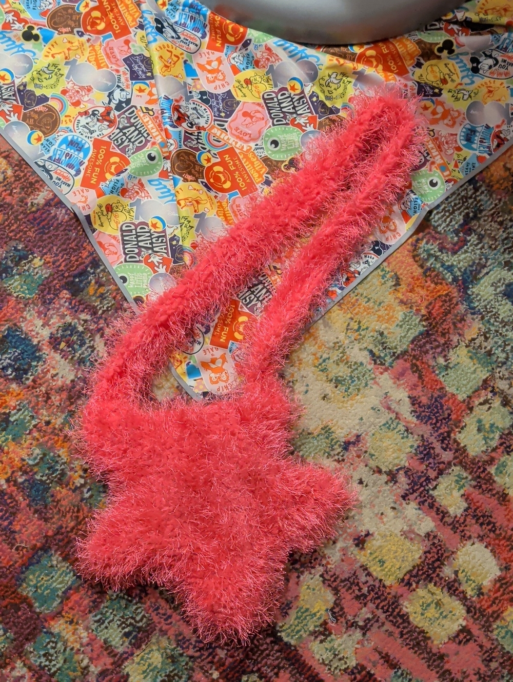 Fuzzy Star Crossbody Bag in Bright Coral Pink